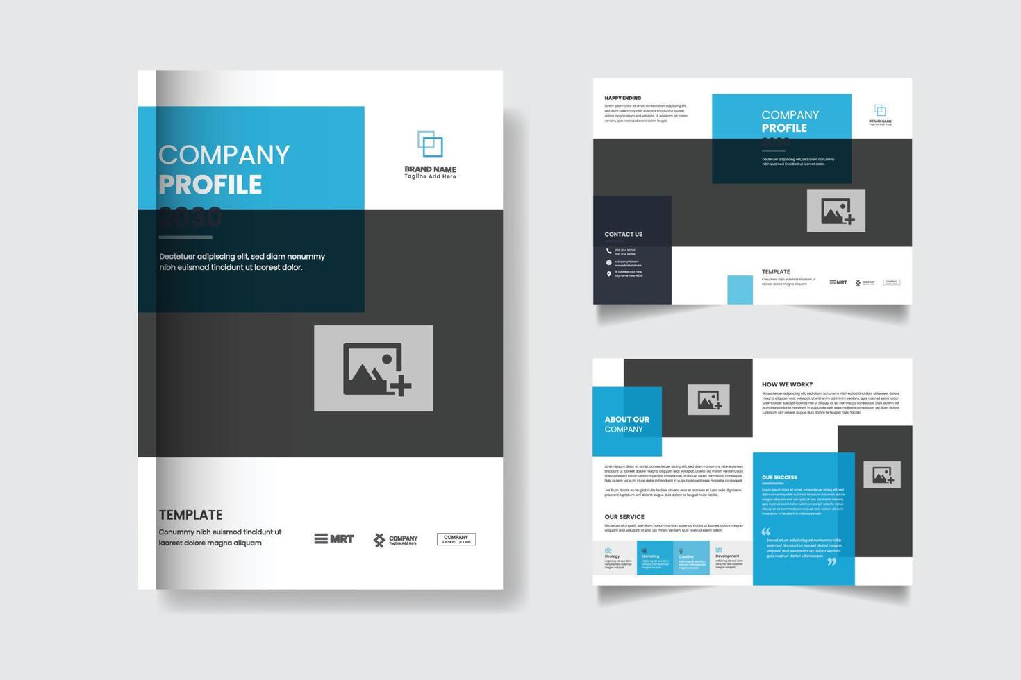 Company profile bi fold brochure template design vector