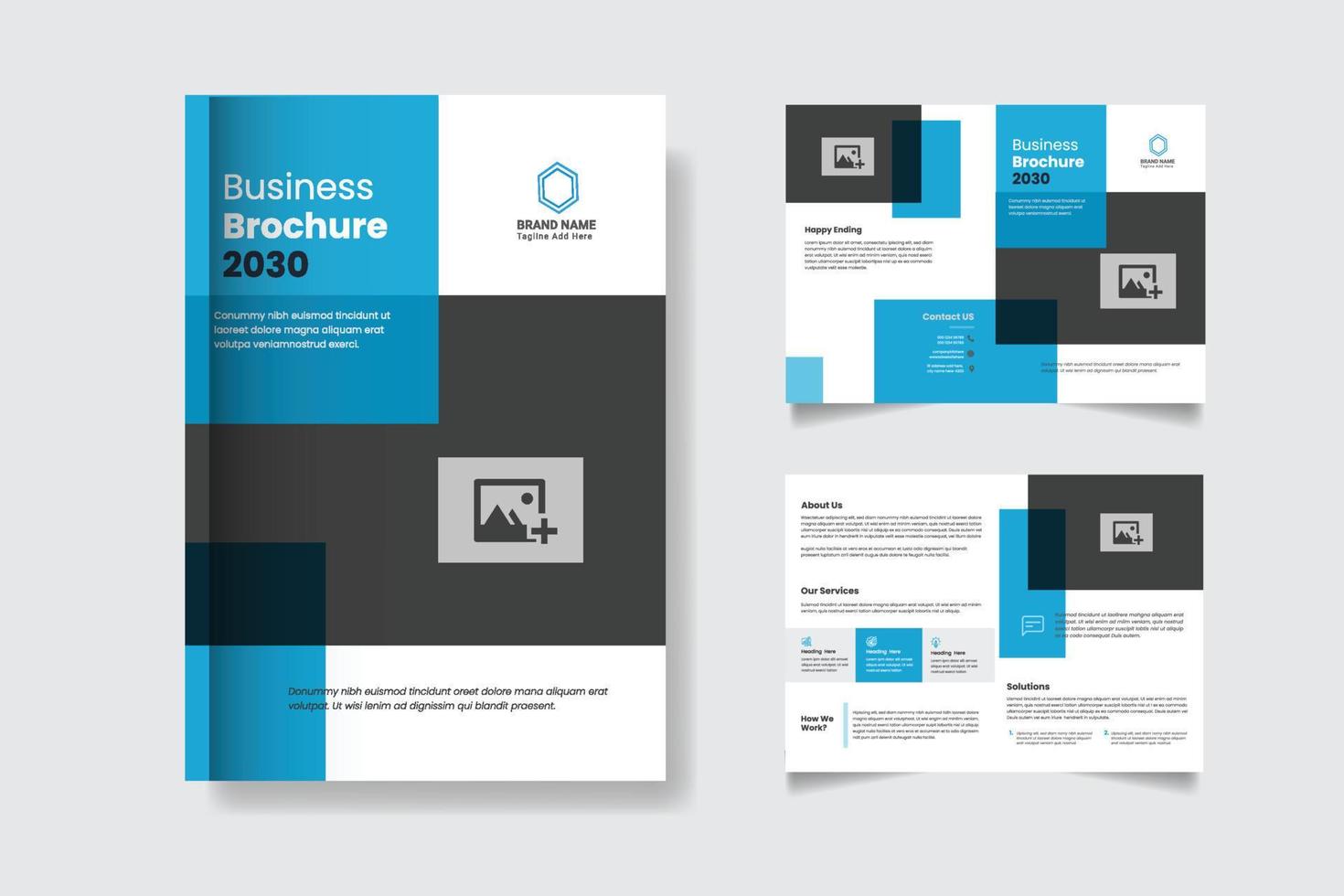 Company profile bi fold brochure template design vector