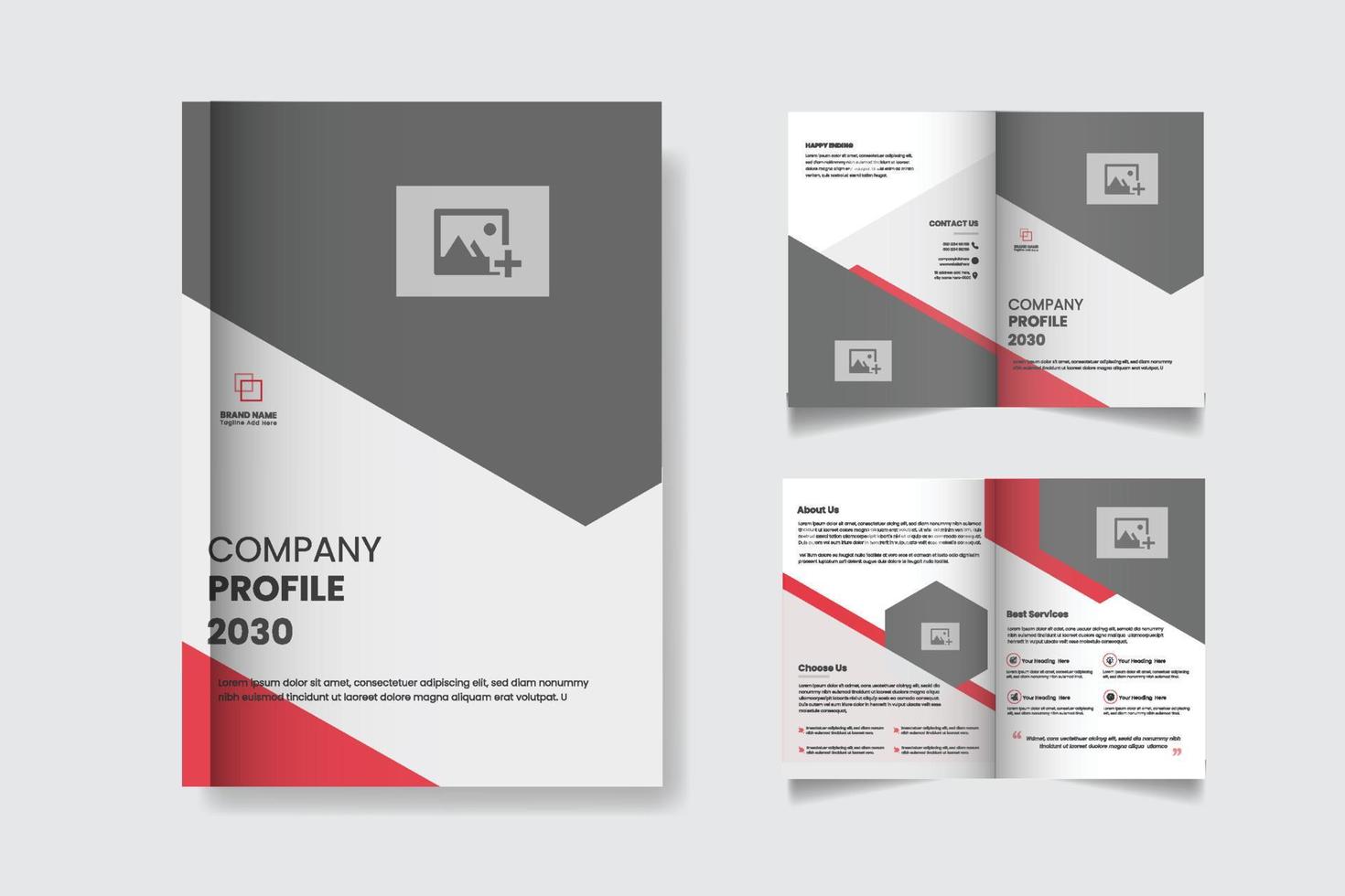 Company profile bi fold brochure template design vector