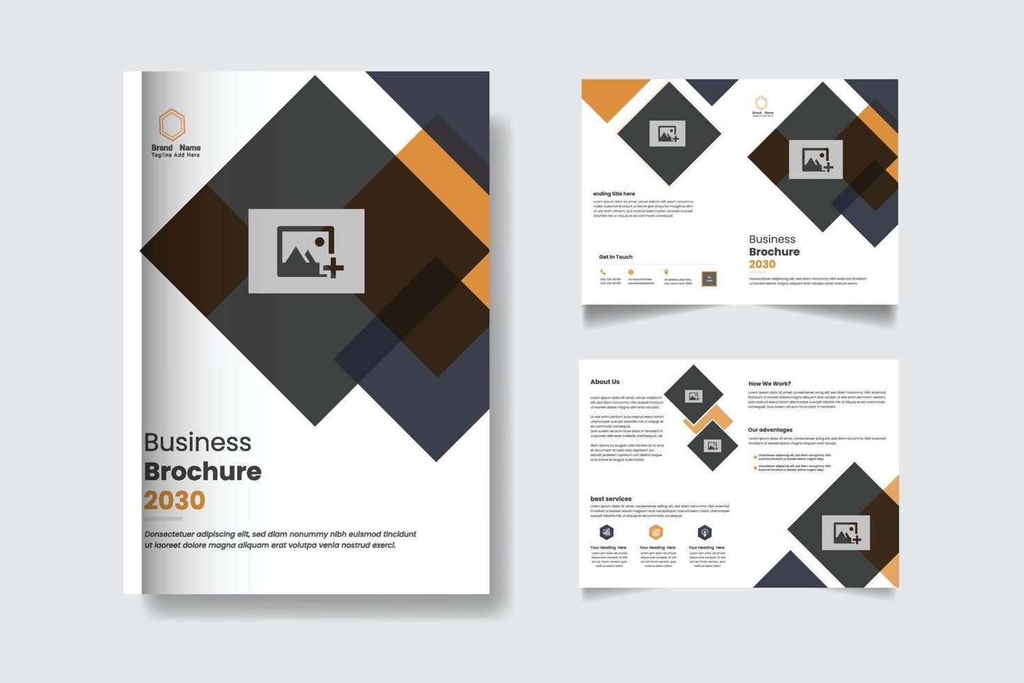 Corporate bi fold business brochure design template in a4 format vector