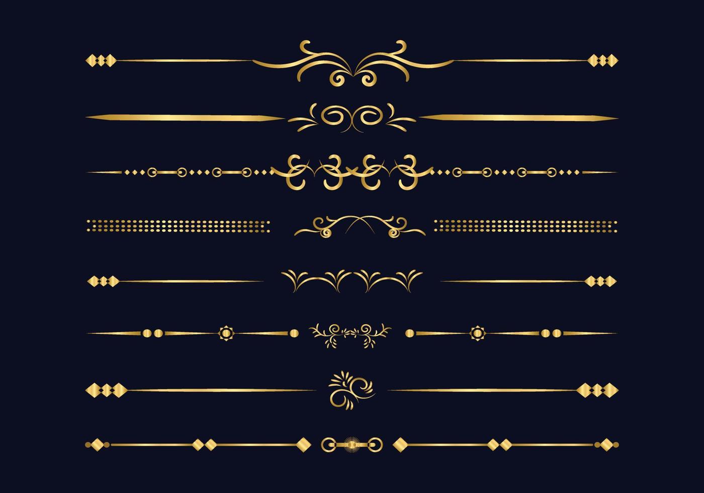 Luxury golden and retro dividers set. Calligraphic design elements vector. vector