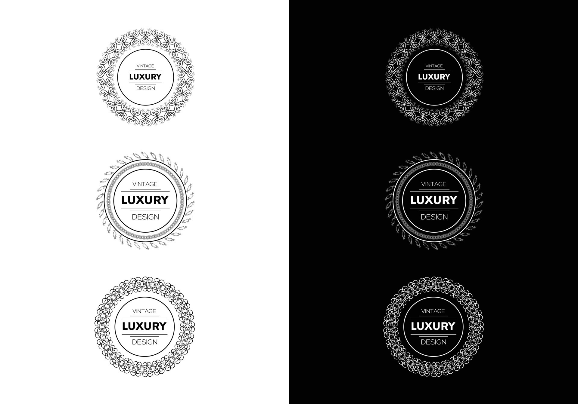 Golden decorative round frame for design with floral ornament a