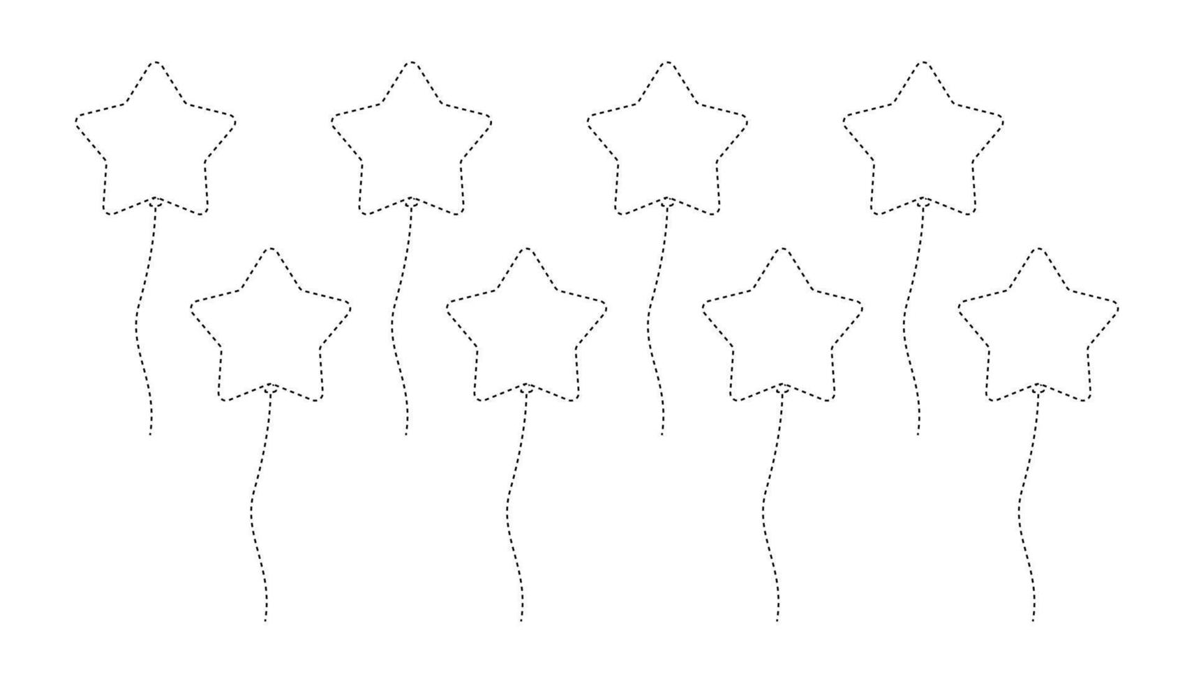 Star balloon tracing worksheet for kids 9461338 Vector Art at Vecteezy