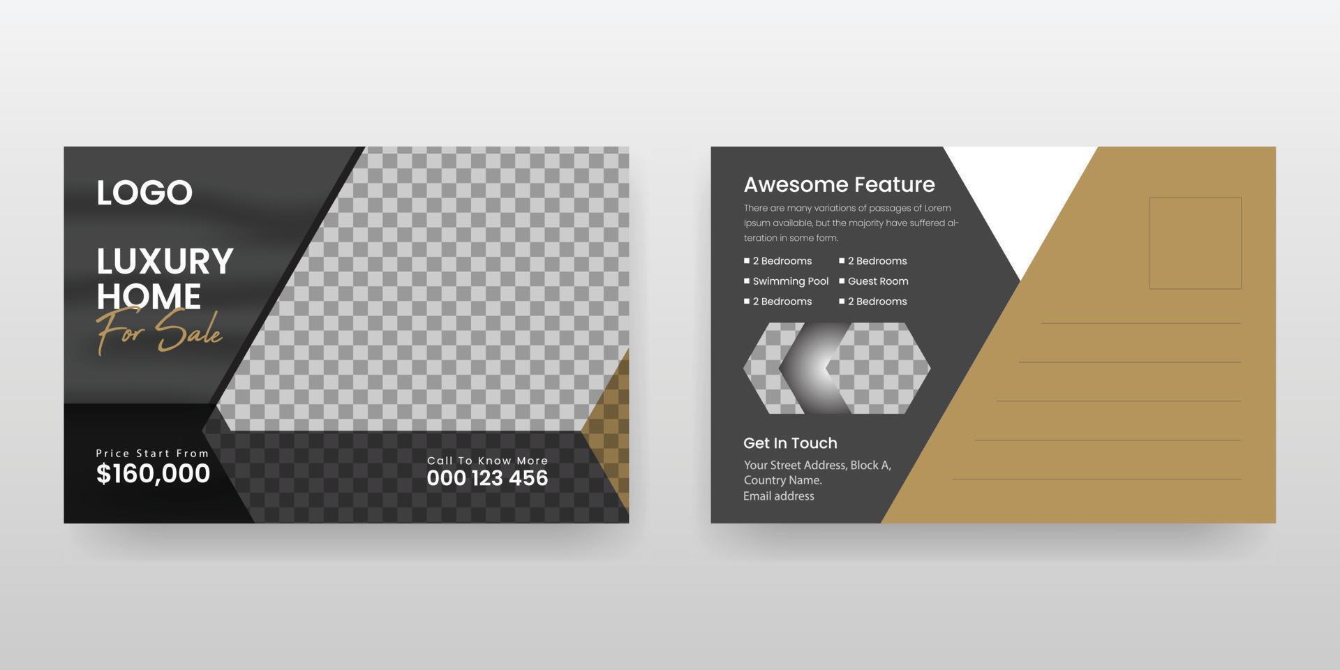 Real estate property Postcard design template vector