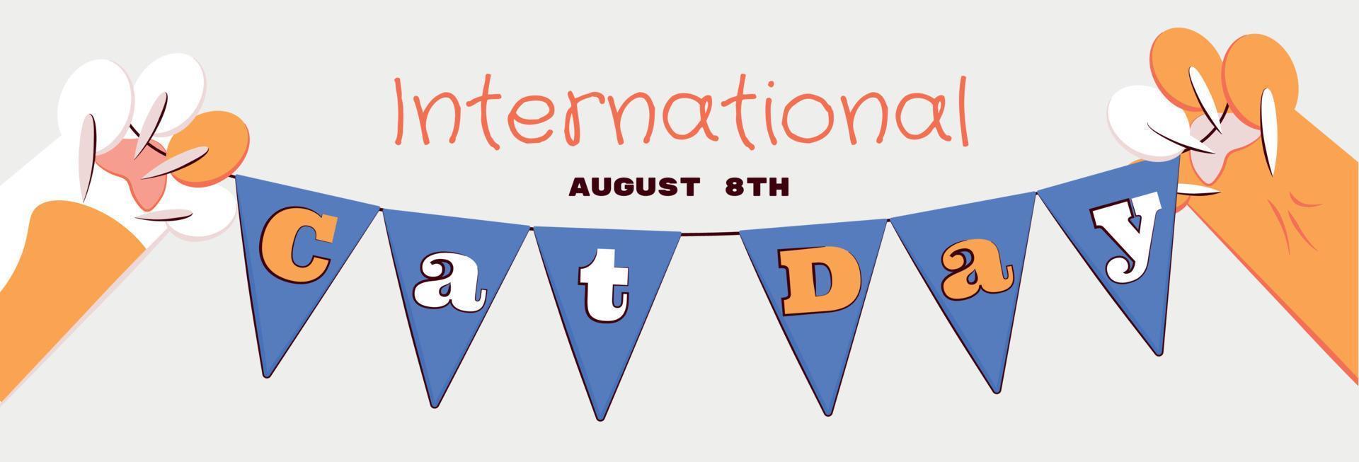 International cat day horizontal banner vector illustration design