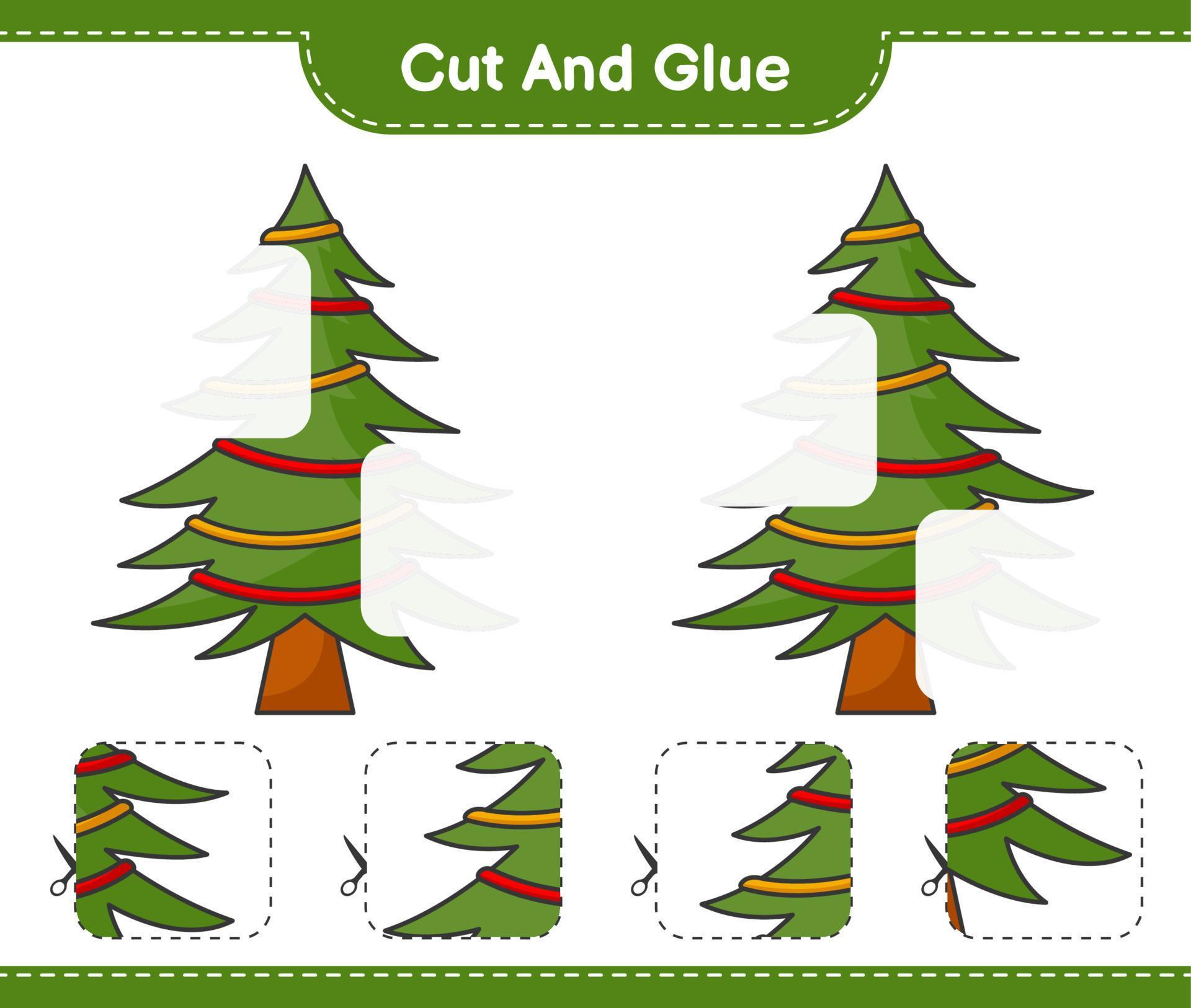 Cut and glue, cut parts of Christmas Tree and glue them. Educational