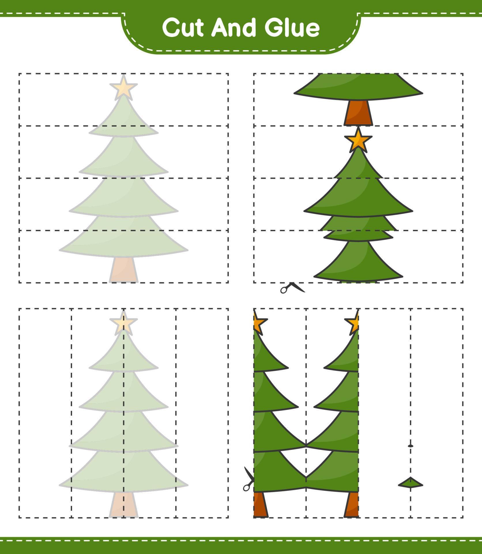 Cut and glue, cut parts of Christmas Tree and glue them. Educational
