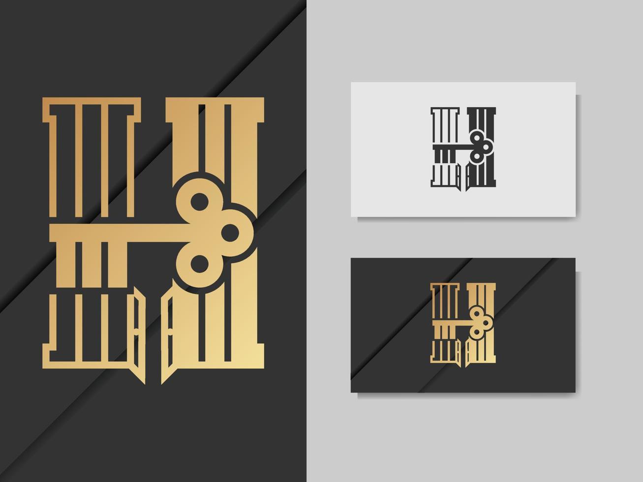 hotel key letter h logo vector