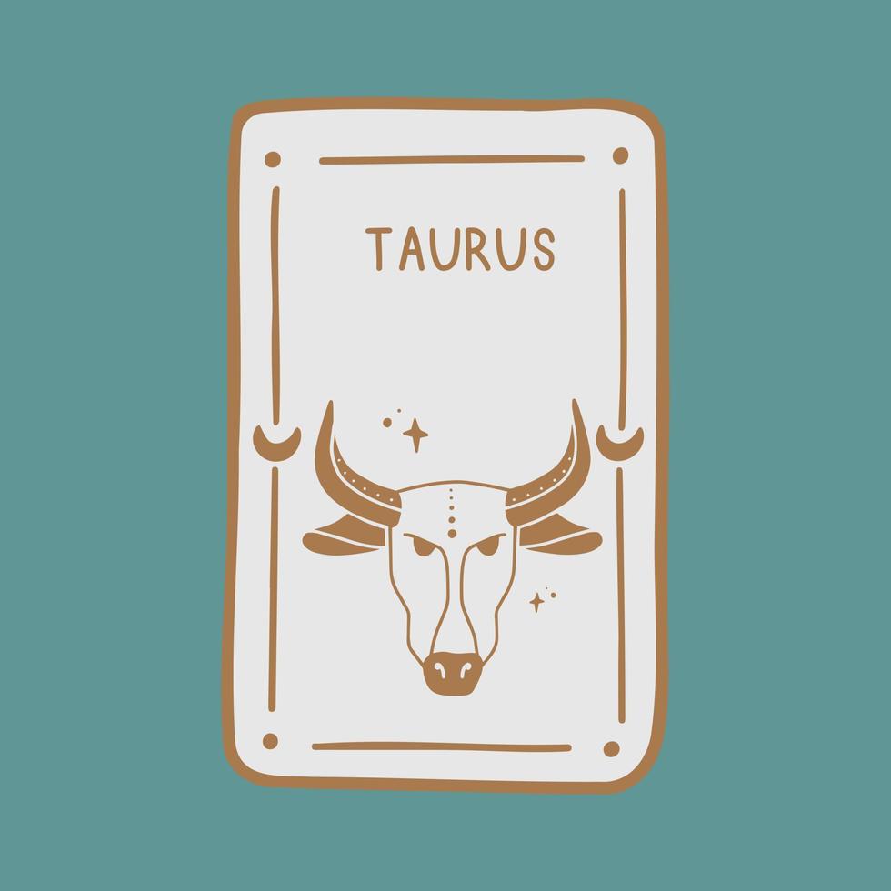 Symbol sign with inscription. Taurus. Vector image of zodiac sign for astrology and horoscopes.