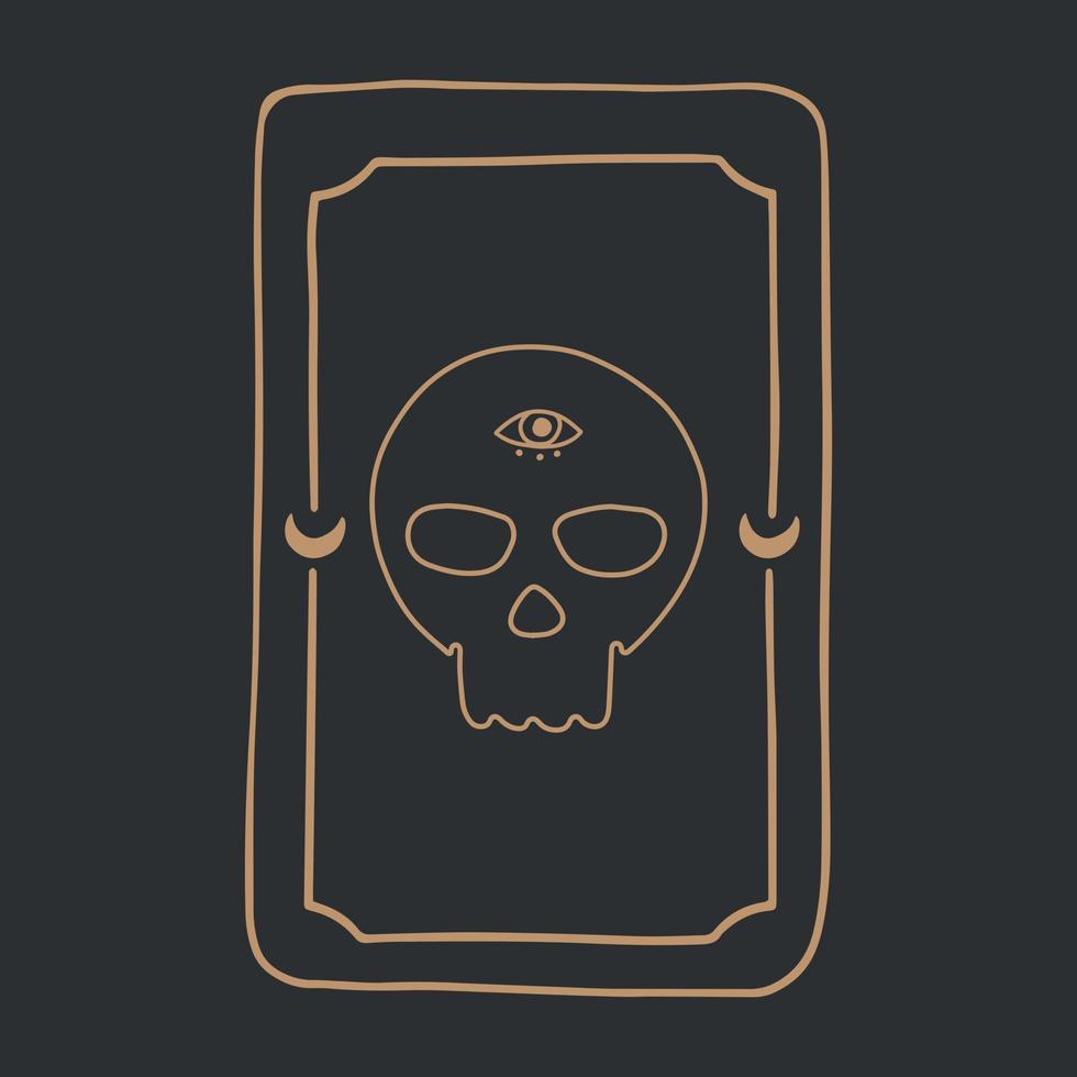 Magic Tarot deck vector background with skull and eye Occult and fortune telling concept.