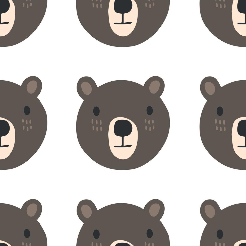 Seamless Scandinavian drawing. Vector children's background with a bear. Design for prints, shirts and posters.