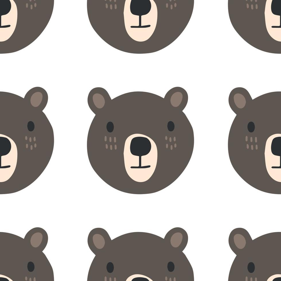 Seamless Scandinavian drawing. Vector children's background with a bear. Design for prints, shirts and posters.