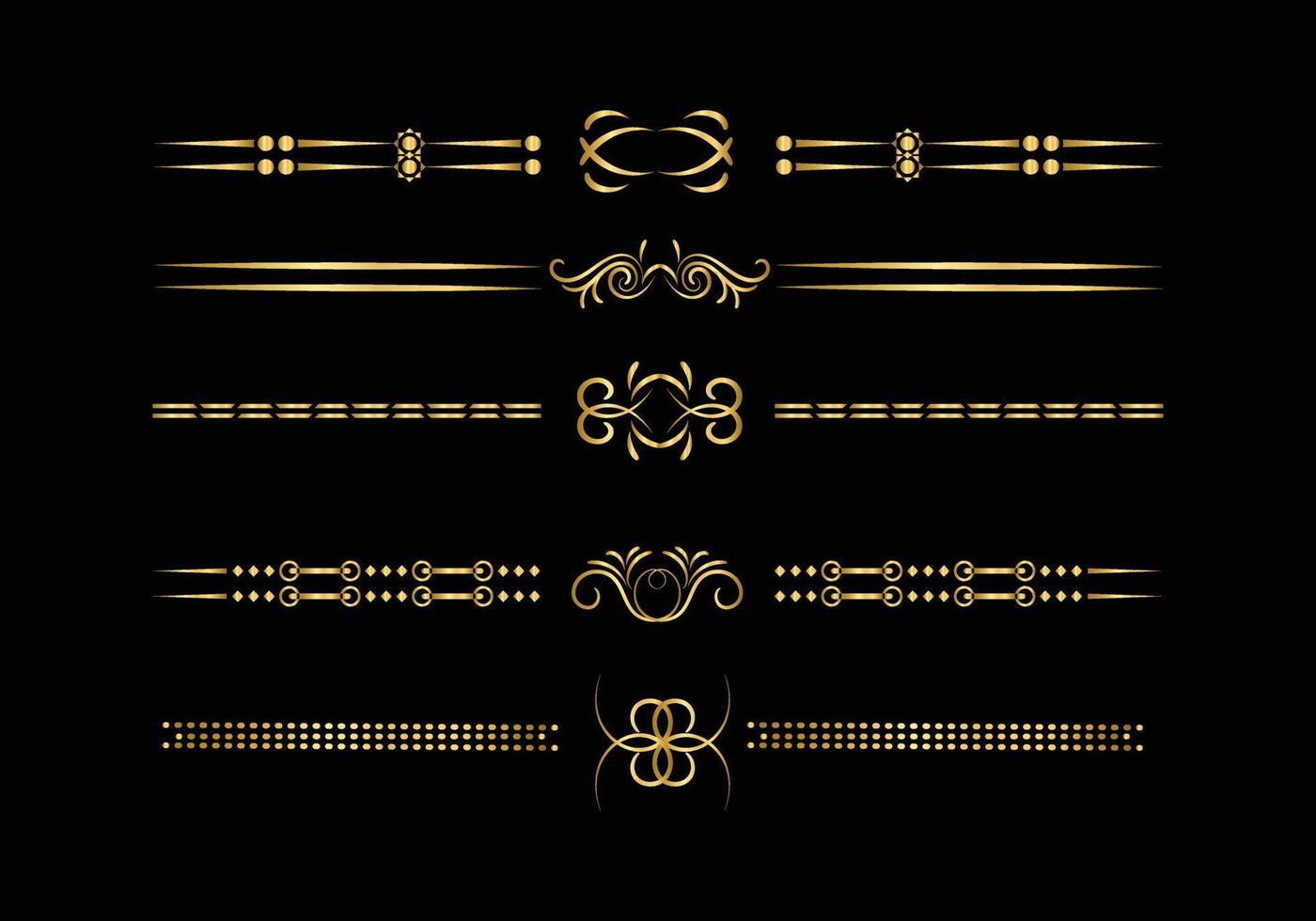Luxury golden and retro dividers set. Calligraphic design elements vector. vector