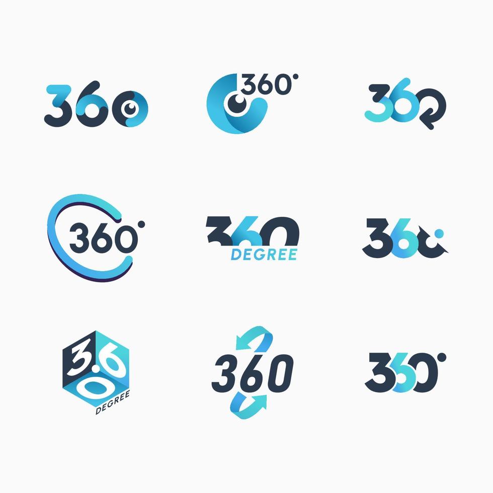 conjunto de logotipo de 360 grados vector