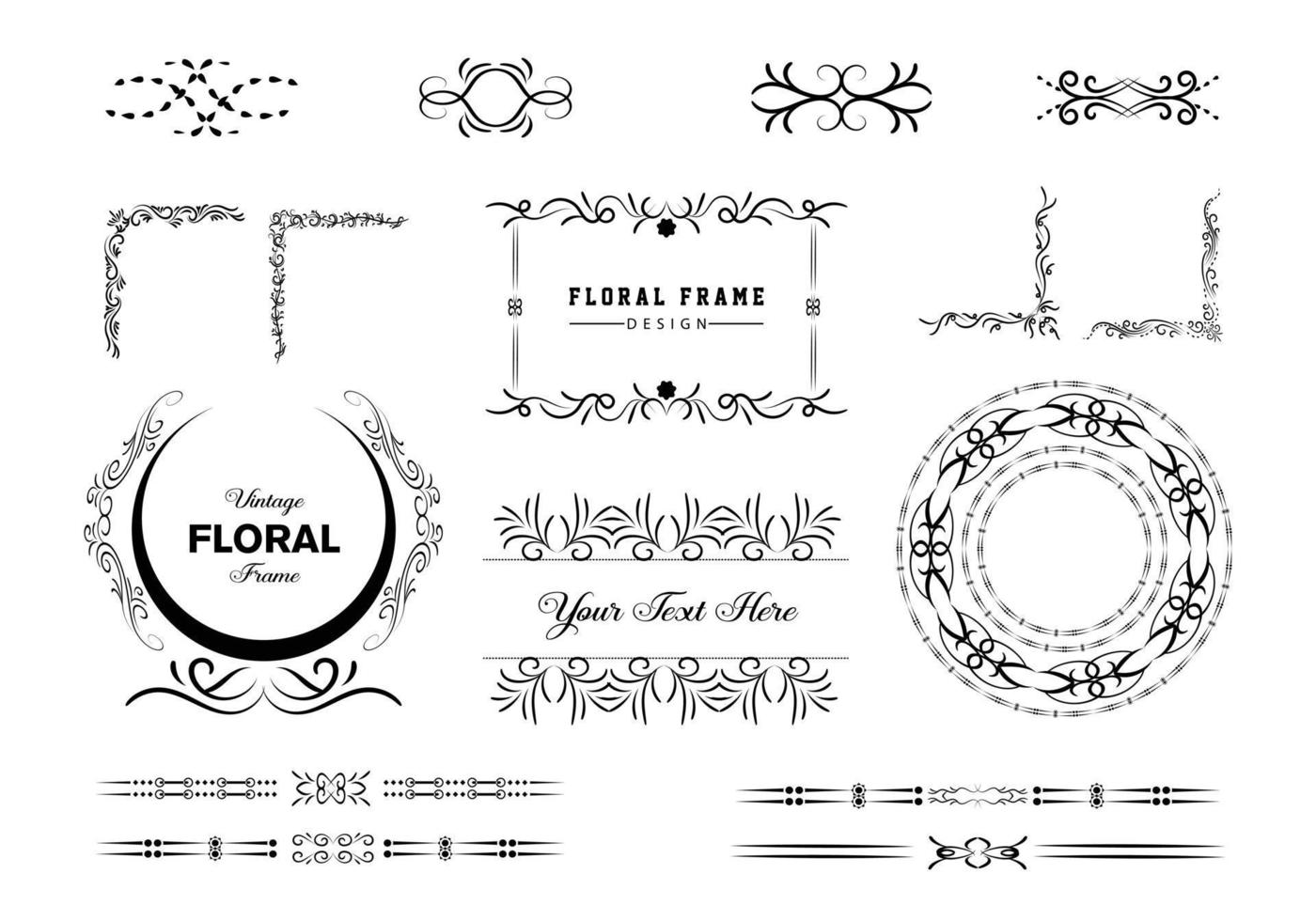 Vintage frames, dividers mega set isolated on white. Calligraphic design elements. vector