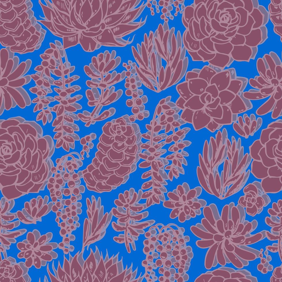 various succulents vector seamless pattern