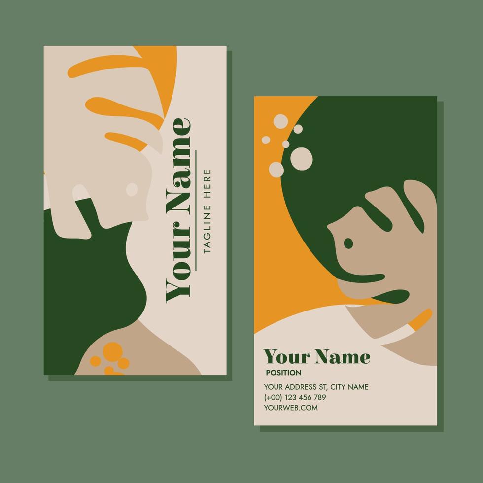 Vertical double-sided business card template vector