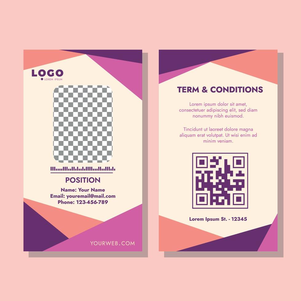 Front and back id card template vector