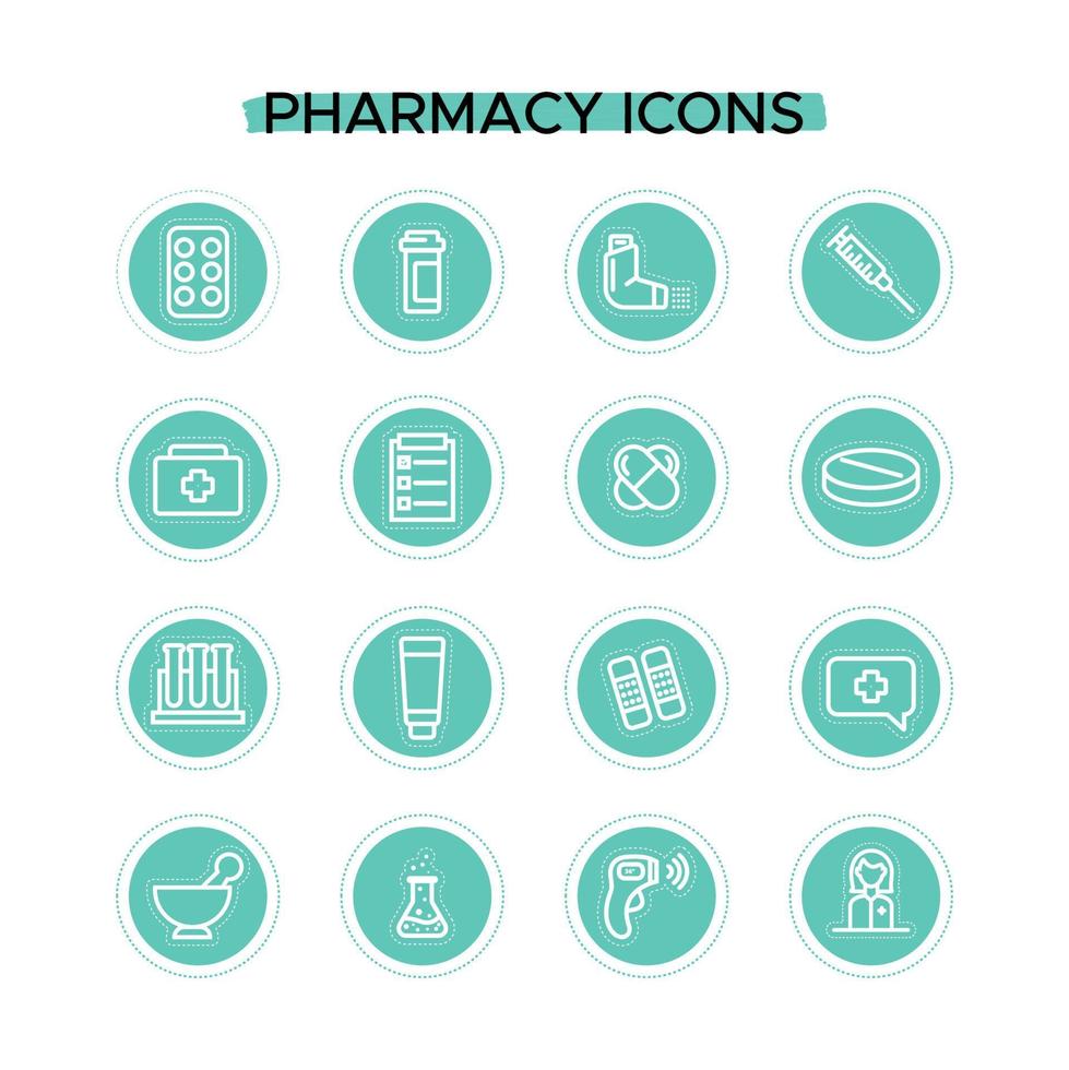 conjunto de iconos de farmacia vector