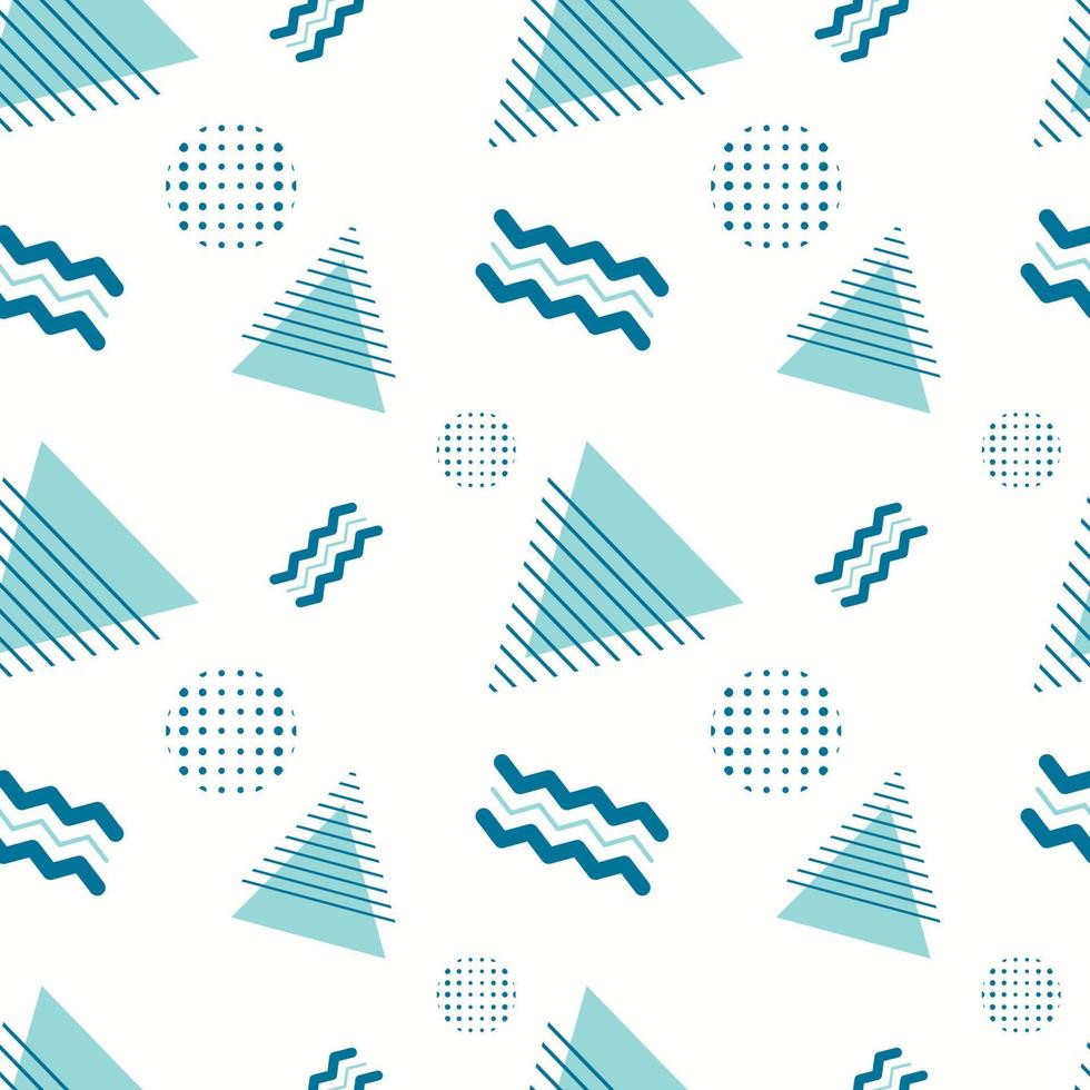 Abstract seamless geometric pattern. Background or wrapping paper with various shapes, triangles, zigzags and dots on a white backdrop. Ornament template. vector