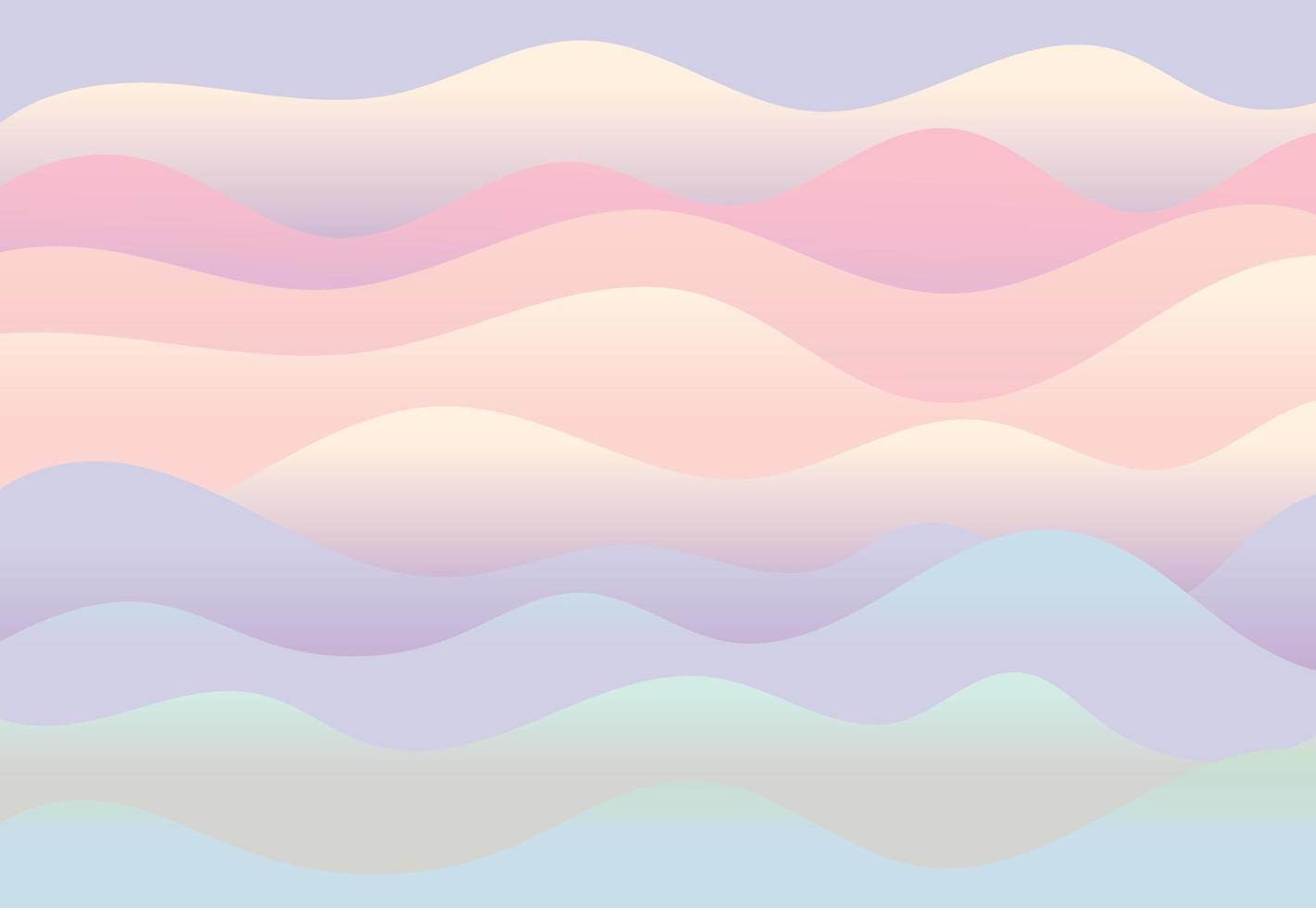 Vector abstract horizontal background. Gradient waves of different sizes. Curved lines or stripes of papier mache in delicate shades, smooth curves.