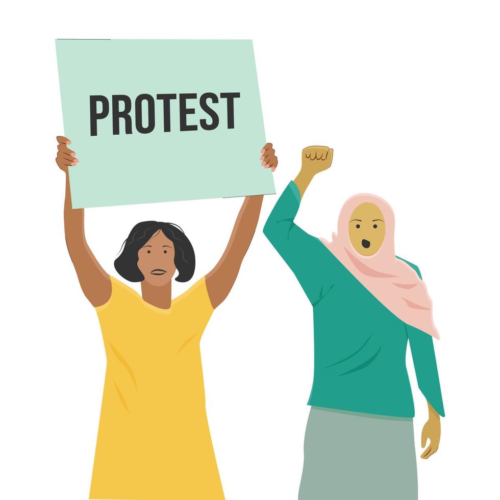 women reveal the protest and defend rights vector