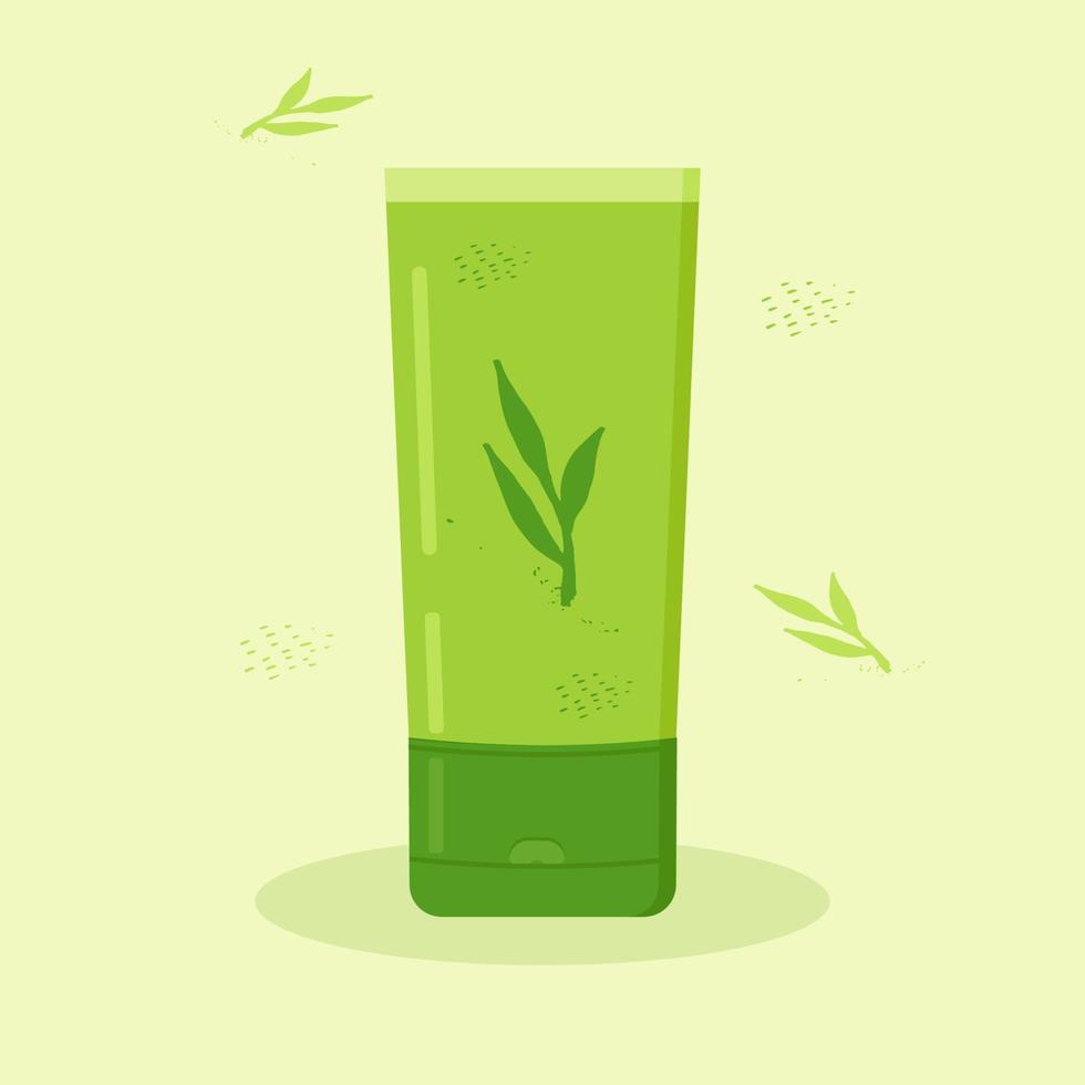 tubes with cosmetics isolated is decorated with plants in green vector