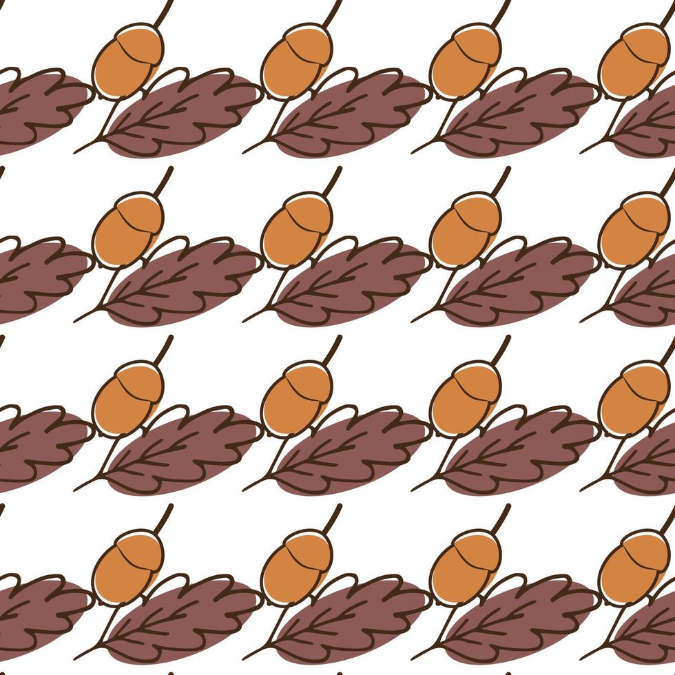 autumn elements of botany seamless pattern oak leaves and berries vector