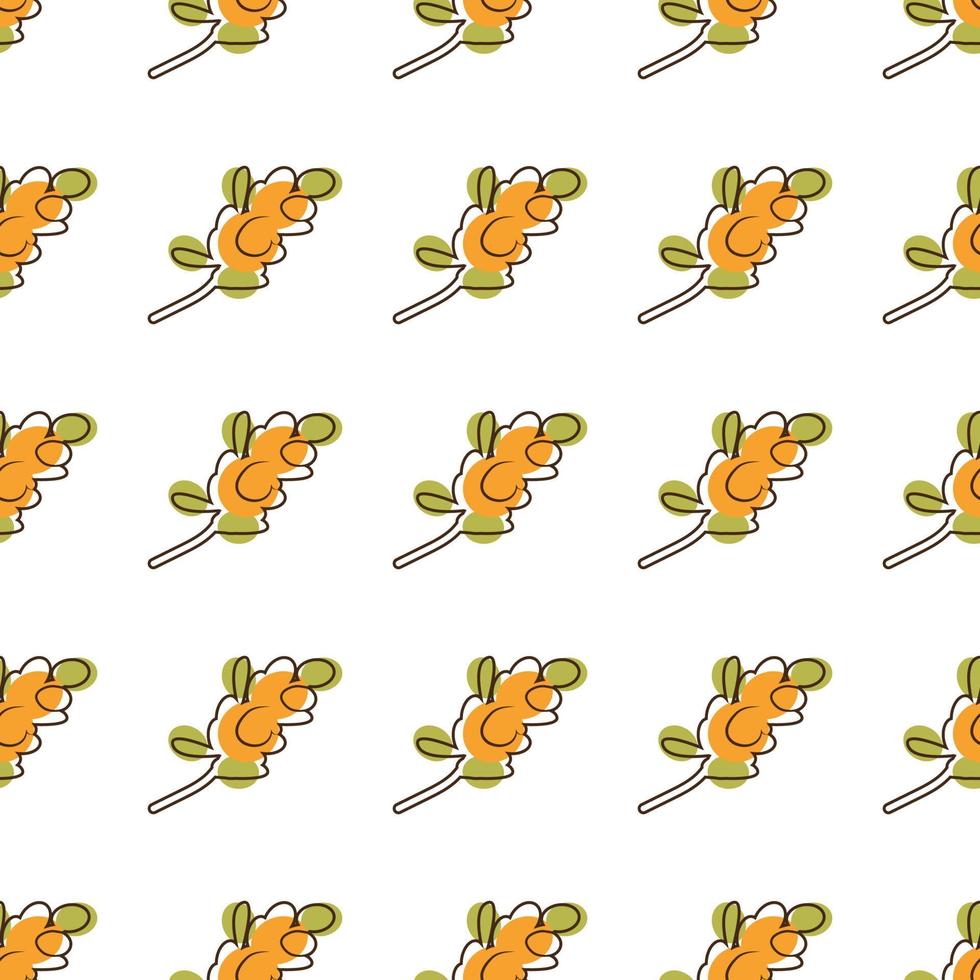 autumn elements of botany seamless pattern of sea buckthorn twigs can be used for wallpaper vector