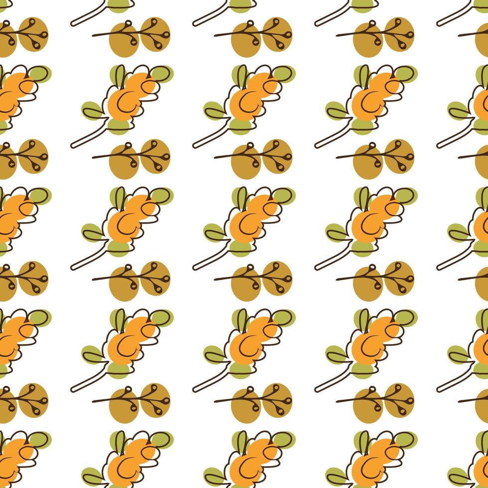 autumn elements of botany seamless pattern of twigs of berries and sea buckthorn can be used for wallpaper vector