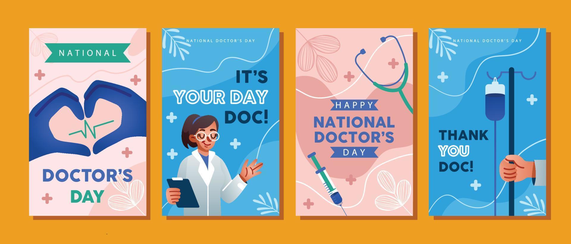 National Doctor's Day Card Set vector
