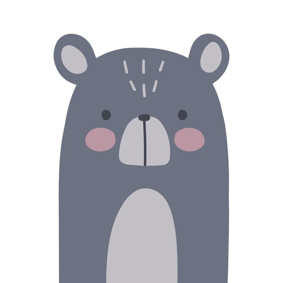 ilustración vectorial dibujada a mano de un lindo oso divertido. objetos aislados sobre fondo blanco. diseño de estilo escandinavo. impresión de vivero de concepto. vector