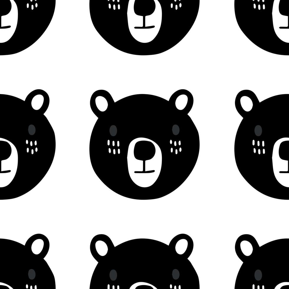 Seamless Scandinavian drawing. Vector children's background with a bear. Design for prints, shirts and posters.