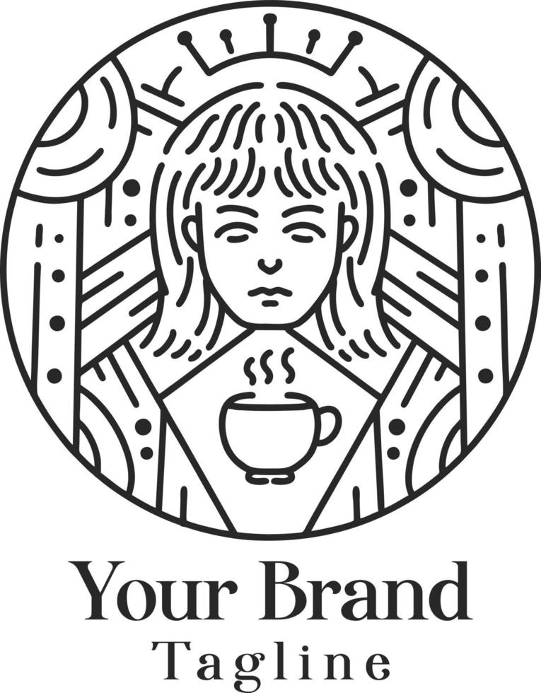 Coffee shop line art logo vector