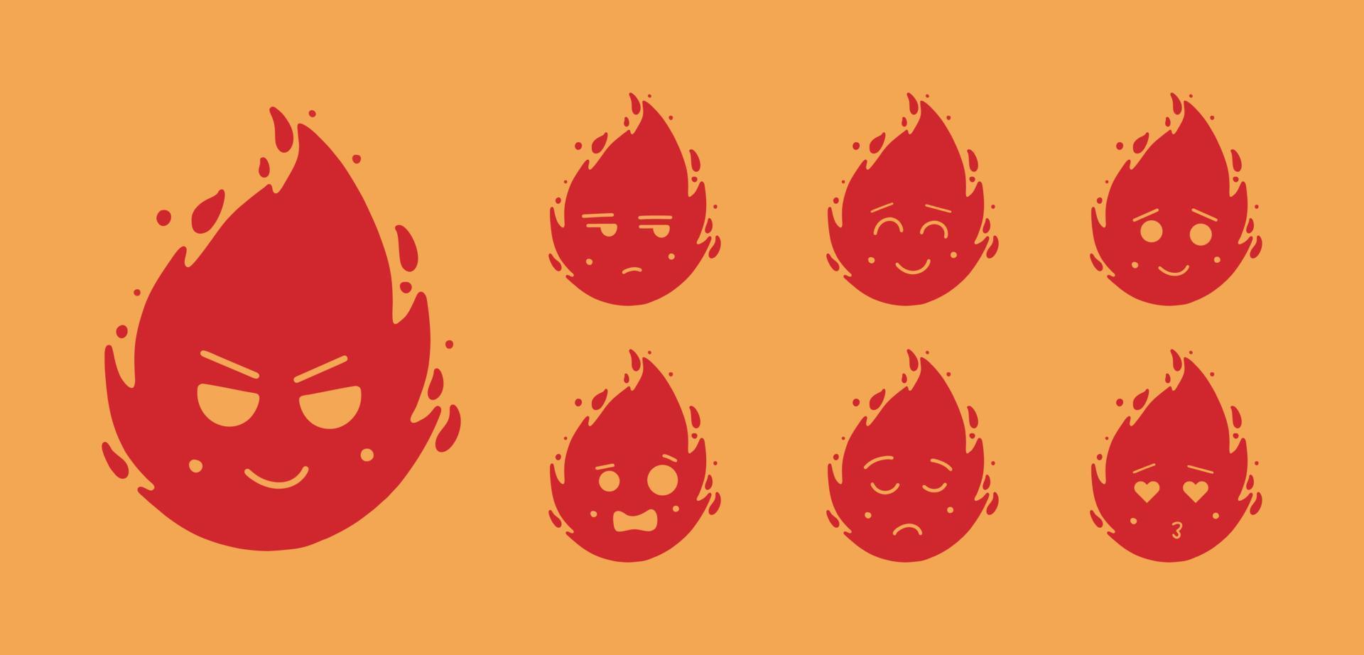 Collection of fire cartoon character design vector