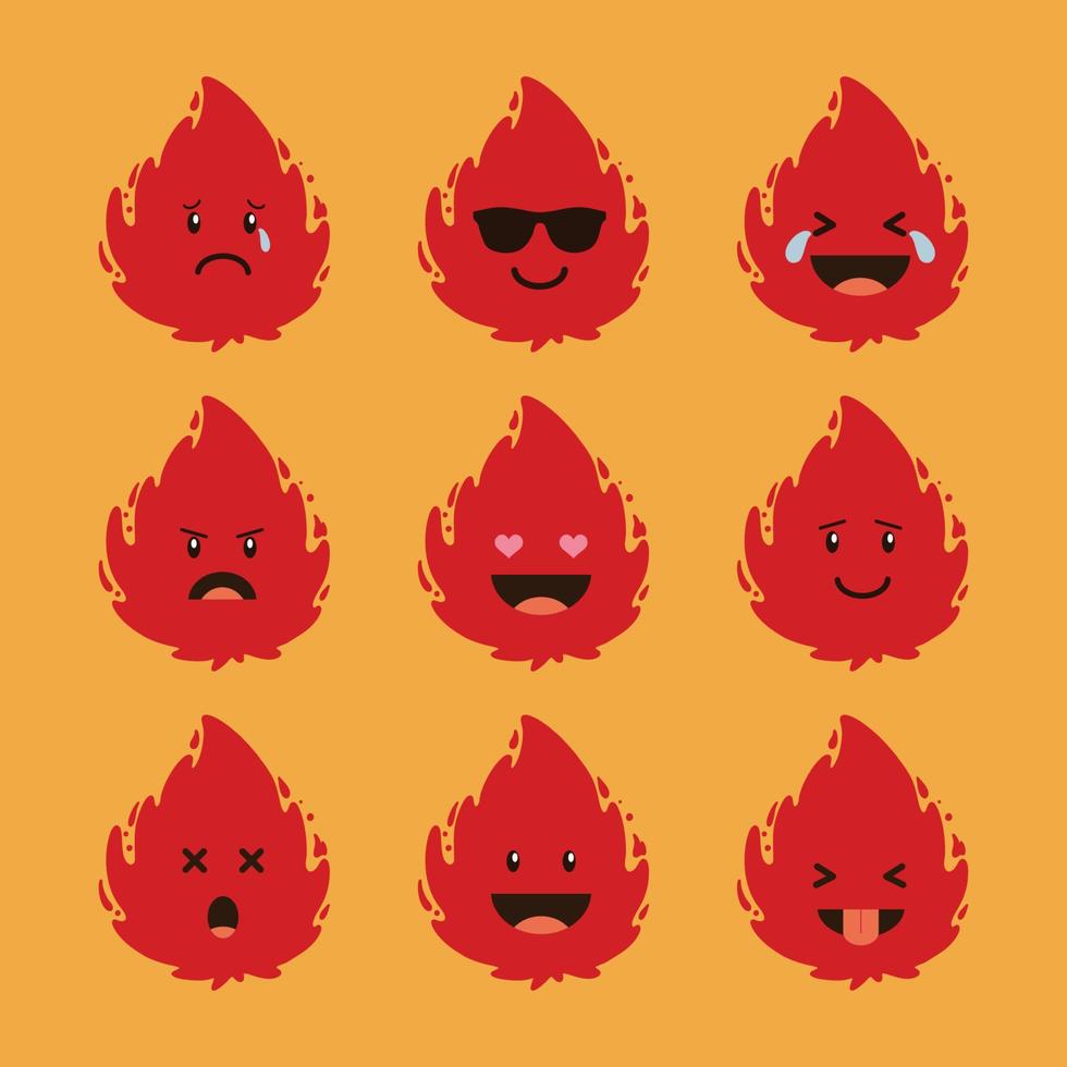 Fireball emoticon icon set vector