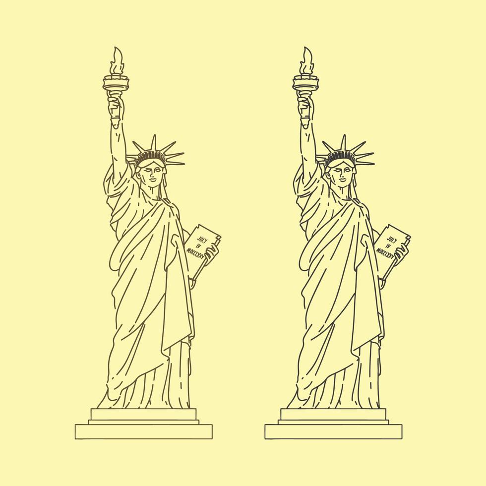 estatua de la libertad con vector de arte lineal