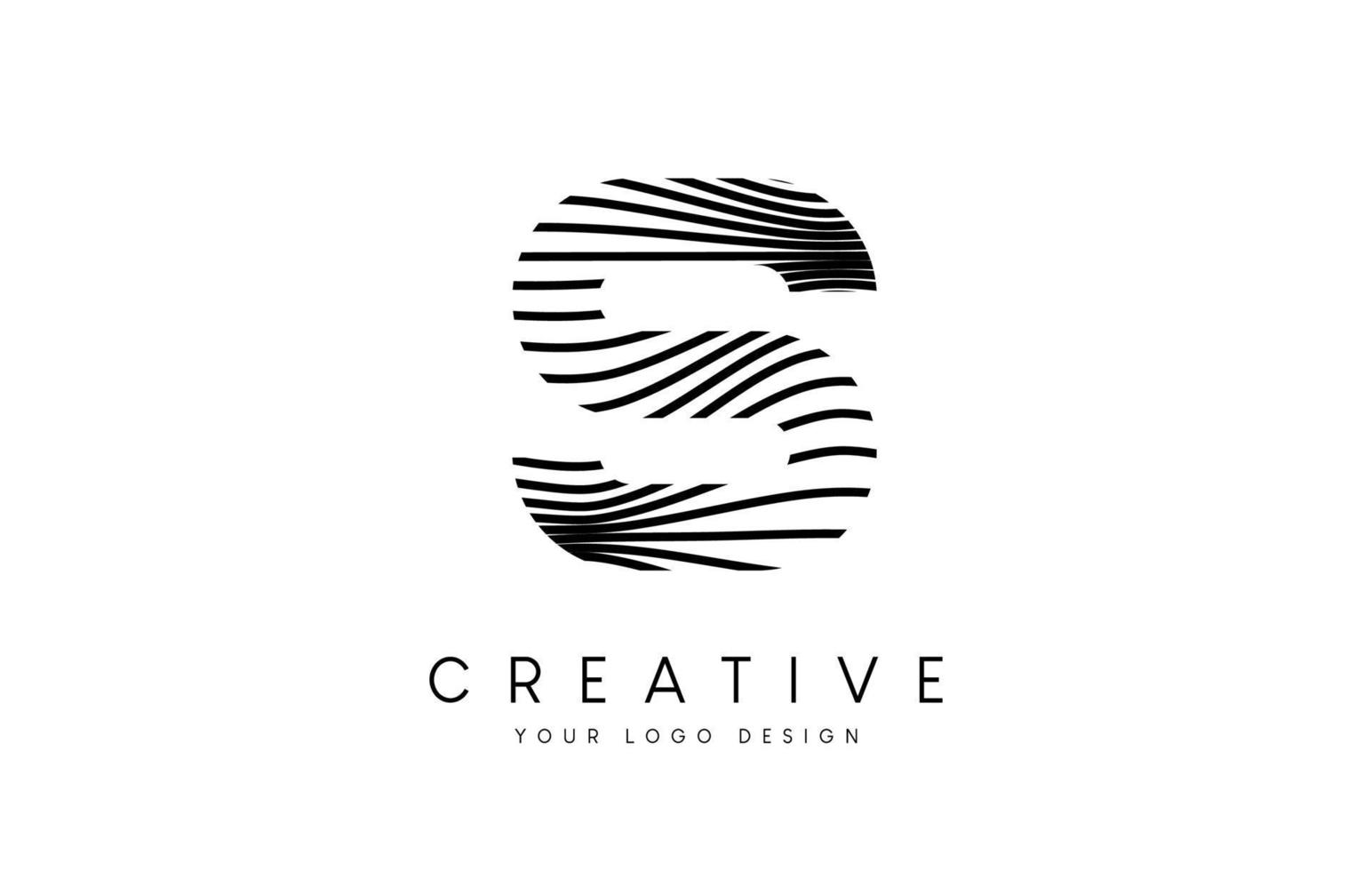 Warp Zebra Lines Letter S logo Design with Black and White Lines and Creative Icon Vector