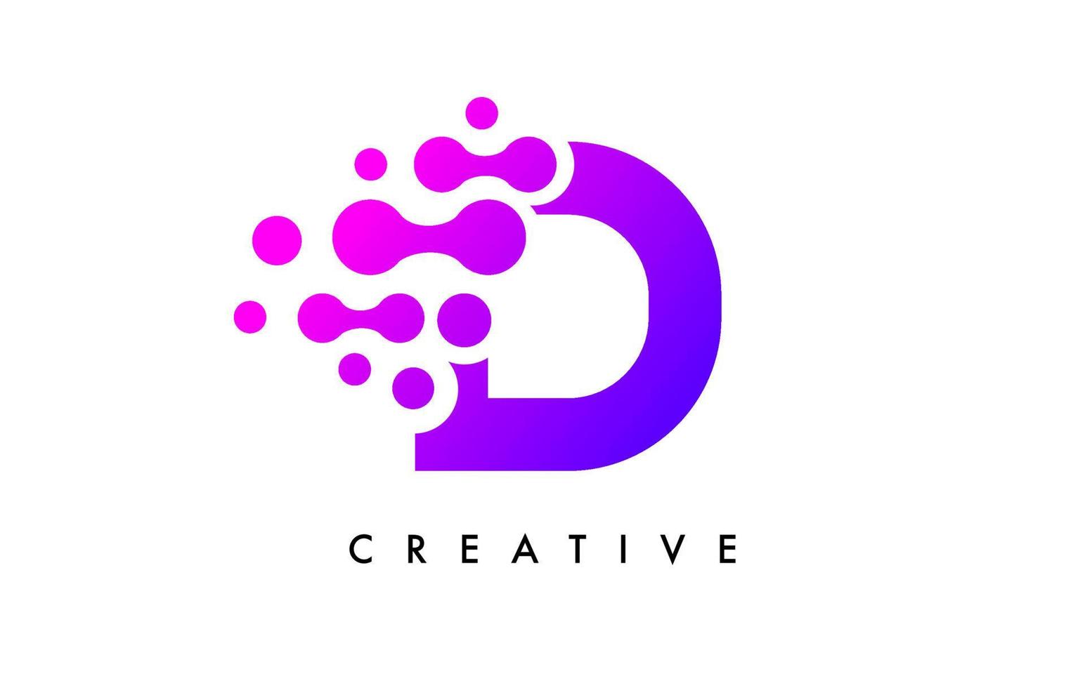 Bubbles Dots Letter D Logo Design. Creative Letter Icon with Blue Bubbles and Circular Dots Vector