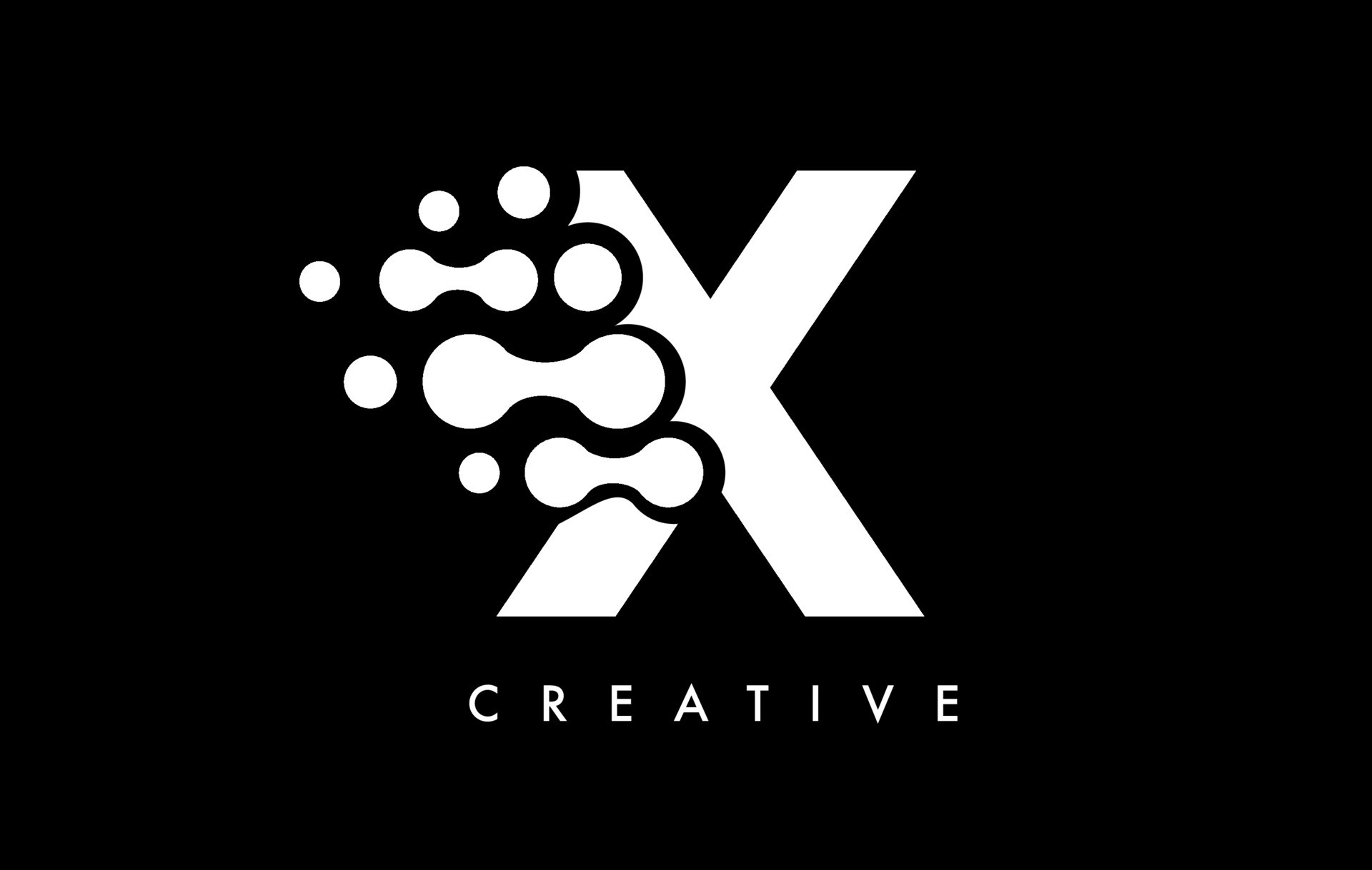 Letter X Dots Logo Design with Black and White Colors on Black ...