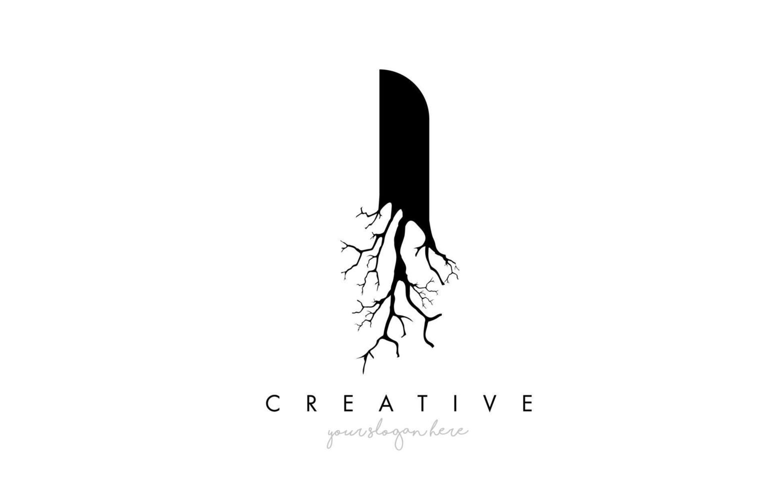 Letter I Design Logo with Creative Tree Branch. I Letter Tree Icon Logo vector