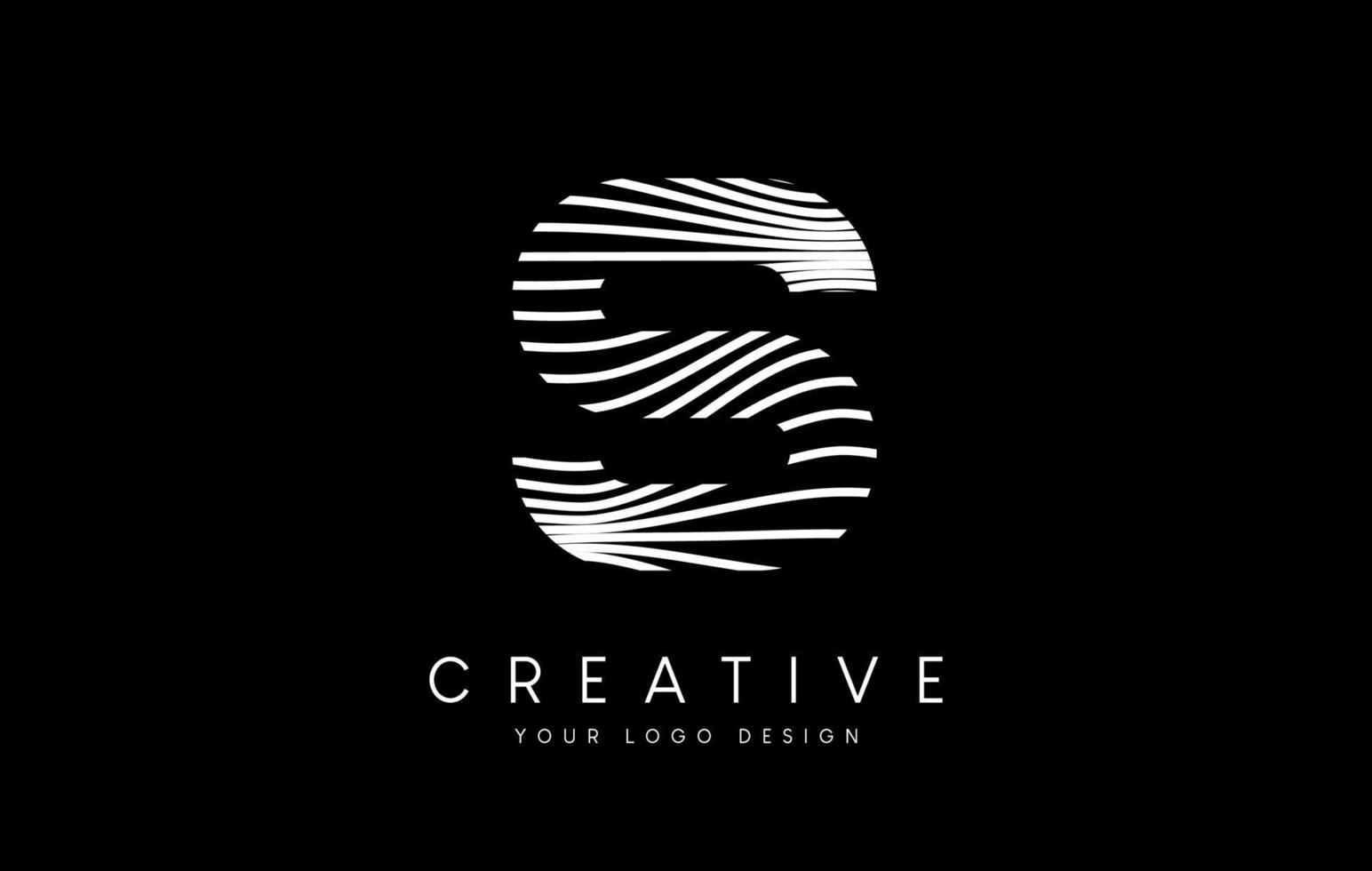 Warp Zebra Lines Letter S logo Design with Black and White Lines and Creative Icon Vector