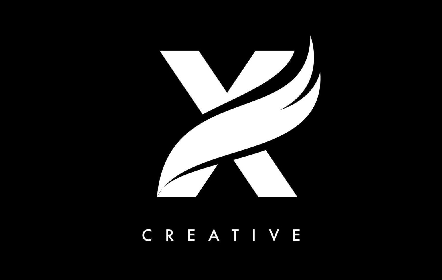 Letter X Logo Icon Design with Swoosh and Creative Curved Cut Shape Vector