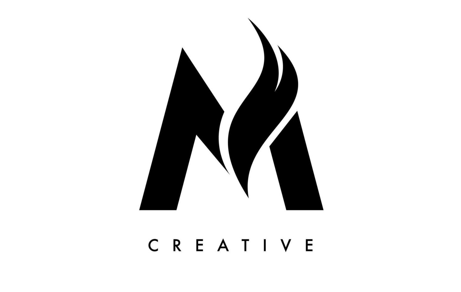 Letter M Logo Icon Design with Swoosh and Creative Curved Cut Shape Vector