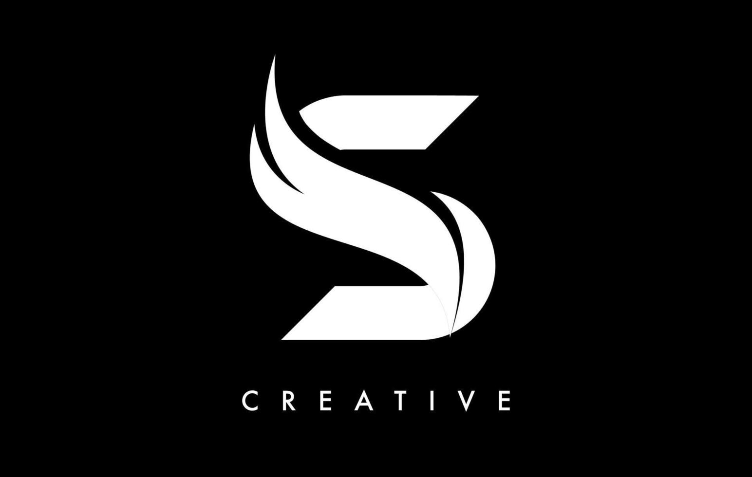 diseño de icono de logotipo de letra s con swoosh y vector de forma de corte curvo creativo