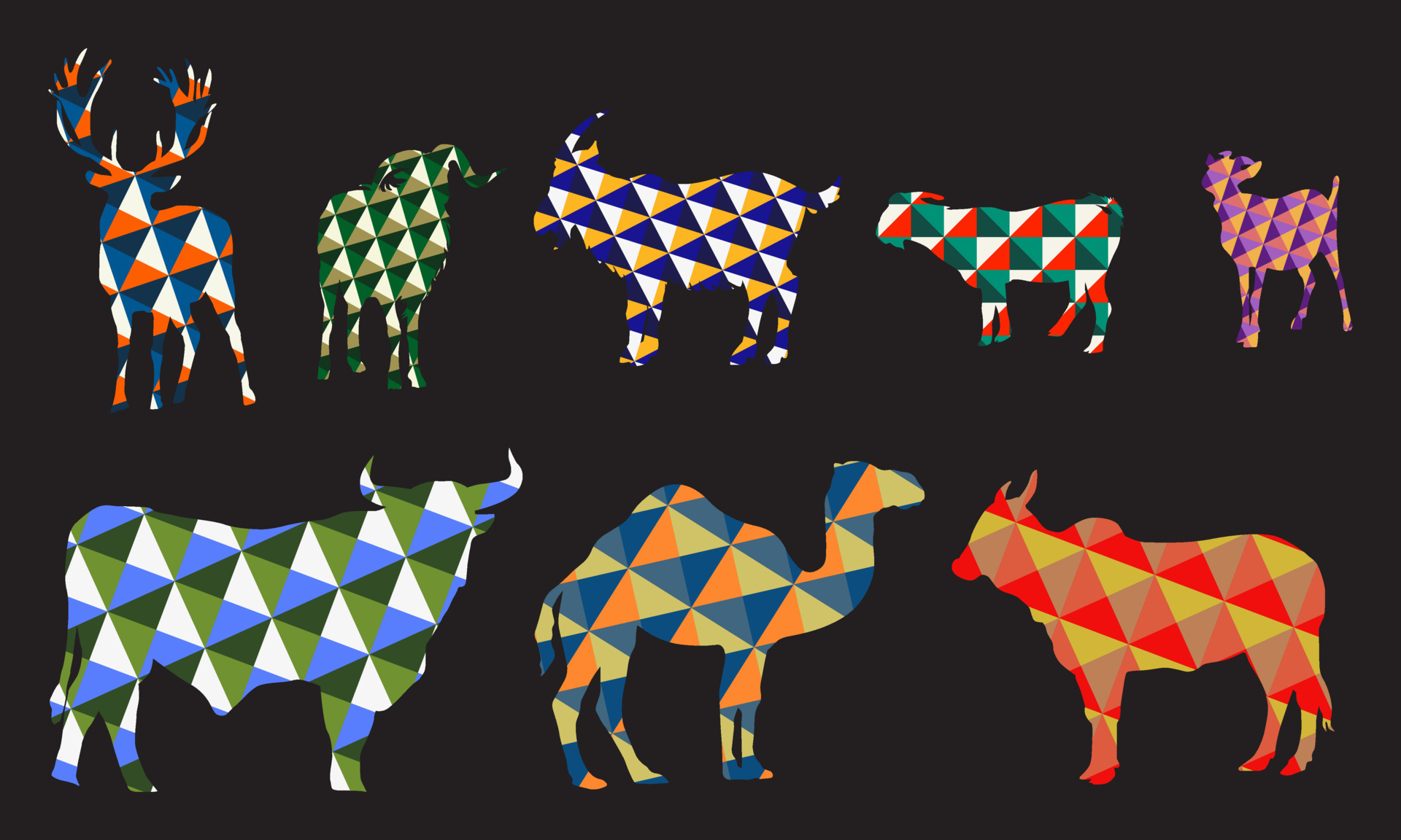 Set of sacrificial animals. Low poly art. Simple Poly art. Polygon animals  art. Vector Illustration 9463146 Vector Art at Vecteezy