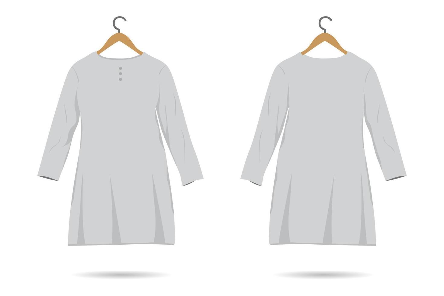 Womens dress front and back view. Vector illustration