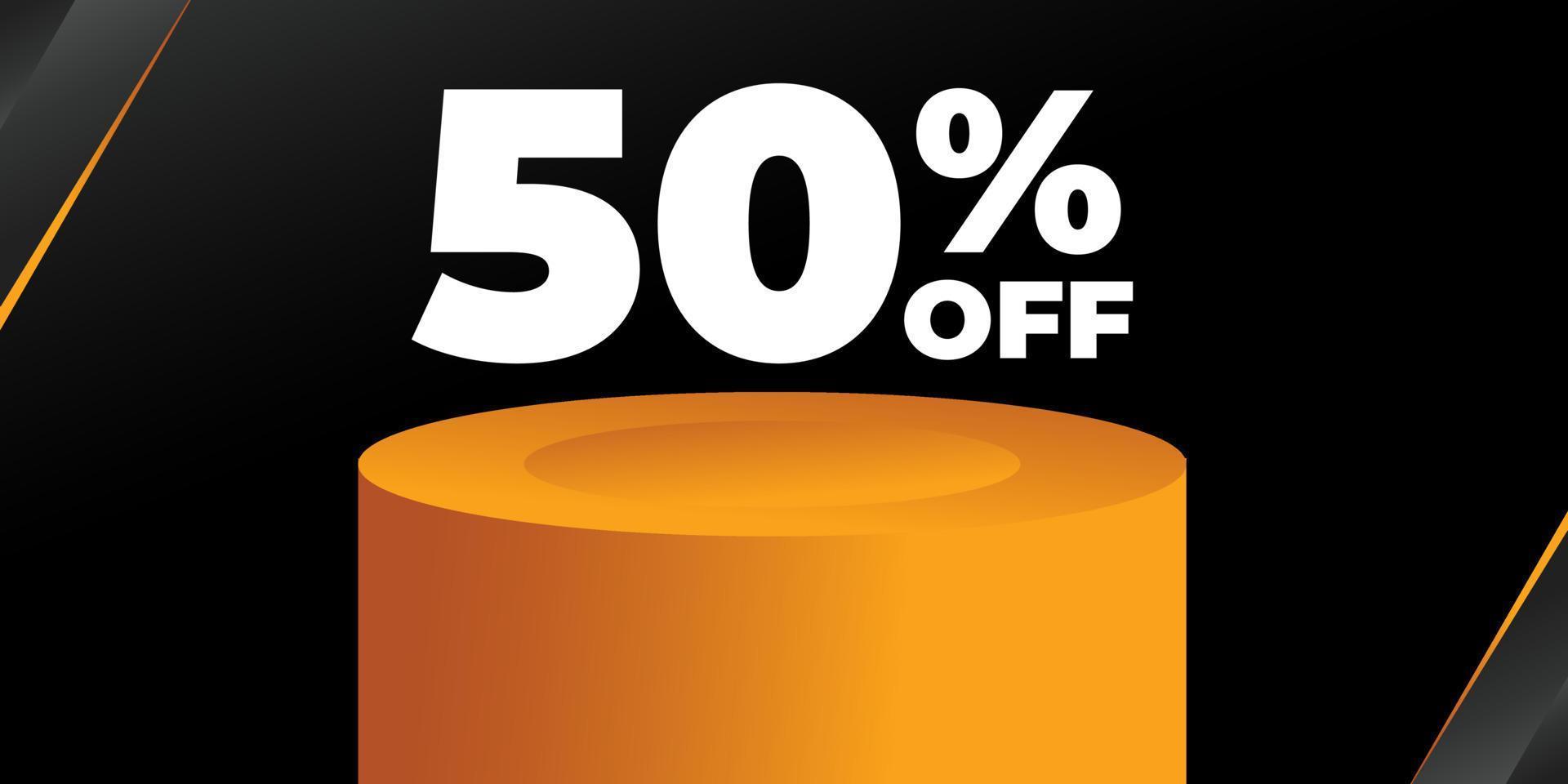 Sale banner for social media post with orange and black background vector