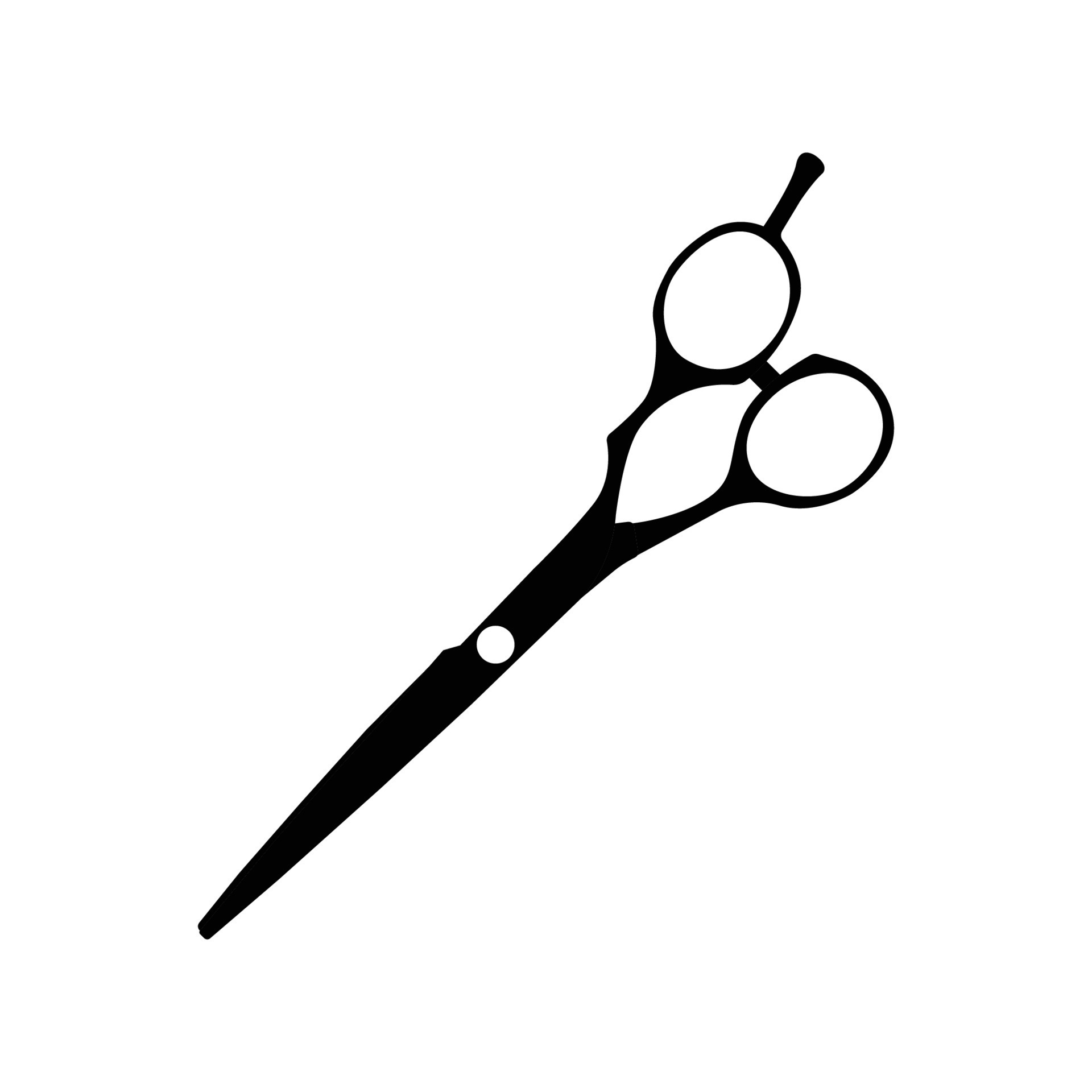 Hair Cutting Scissors Black and White Icon Design Element on Isolated