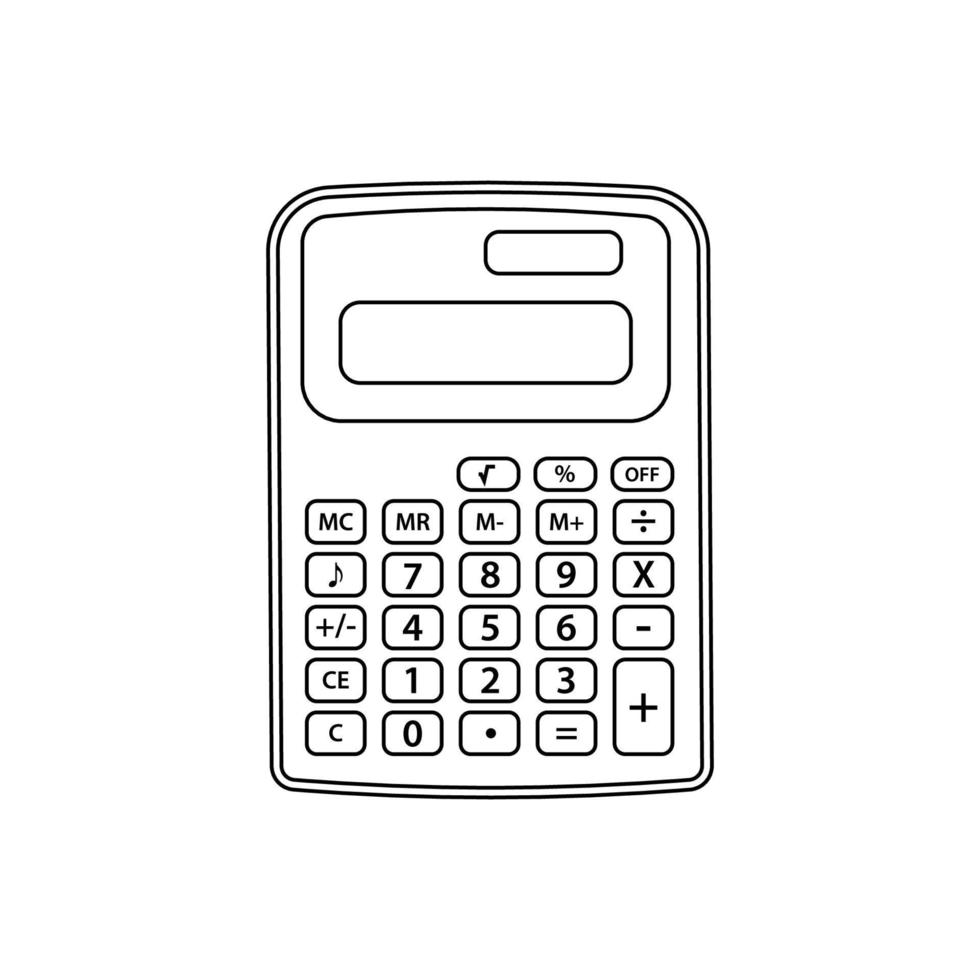 Calculator Outline Icon Illustration on White Background vector